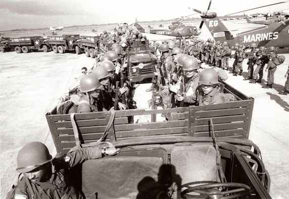 Honduran soldiers, the first troops of the Inter-American Peace Force, arrive to assume peacekeeping duties in the Dominican Republic, 1965. (Source: U.S. Information Agency, NARA)