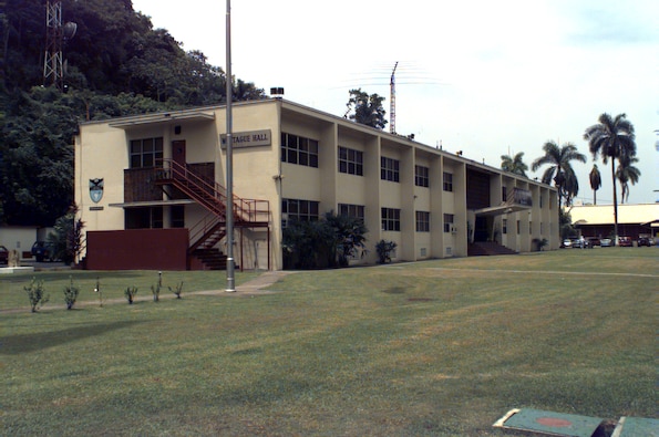 Robert M. Montague Hall, Quarry Heights, Panama, circa 1980.  The building housed Headquarters, U.S. Caribbean Command, and Headquarters, U.S. Southern Command, 1958 to 1997.