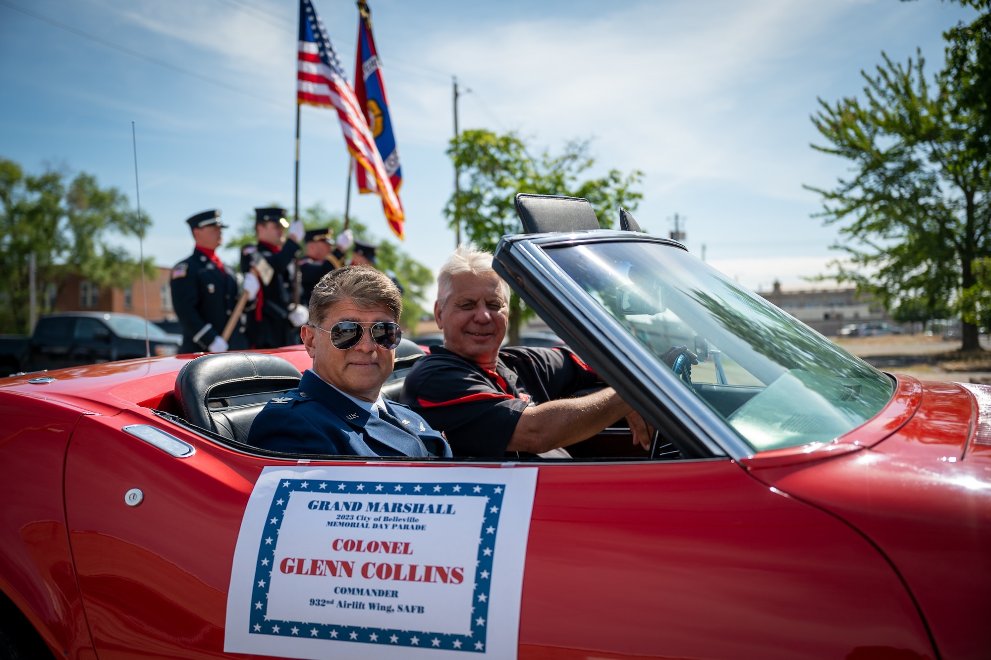 U.S. Air Force Citizen Airmen from the 932nd Airlift Wing participate in the Belleville Memorial Day Parade, May 29, 2023, Belleville Illinois. Joined with family, the Air Force Reserve Airmen paid homage to those who made the ultimate sacrifice.

Col. Glenn Collins, commander, 932nd AW was the Grand Marshall along with his sons and Mayor of Belleville, Patty Gregory. (U.S. Air Force photo by Christopher Parr)