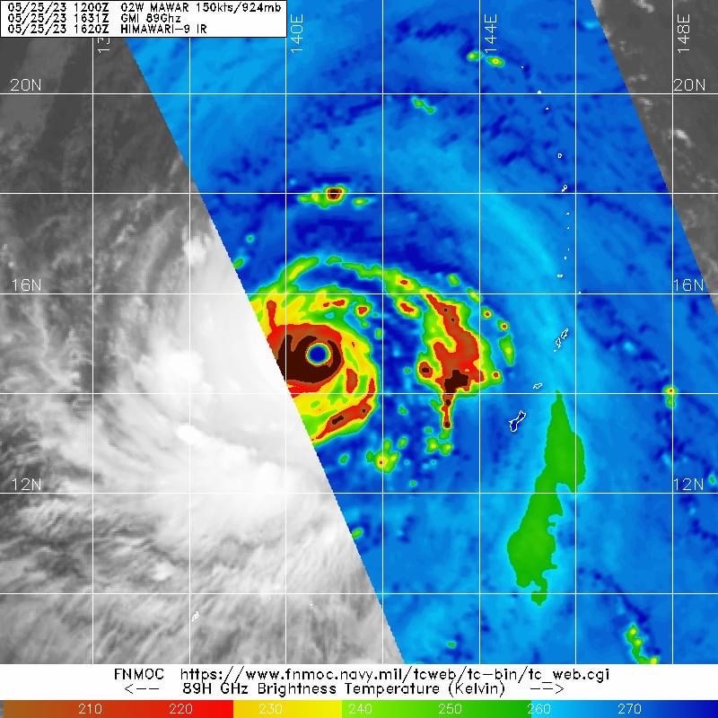 Recently, U.S. Naval Meteorology and Oceanography Command’s (Naval Oceanography) Joint Typhoon Warning Center (JTWC) tracked Super Typhoon 02W (MAWAR) through the Western Pacific as the storm reached historic proportions.

MAWAR’s peak intensity was reported to have reached upwards of 160ktnots (184 mph). In times of severe and impactful weather hazards due to tropical cyclones, JTWC plays a vital role in protecting the Navy; Ships and Sailors alike.
