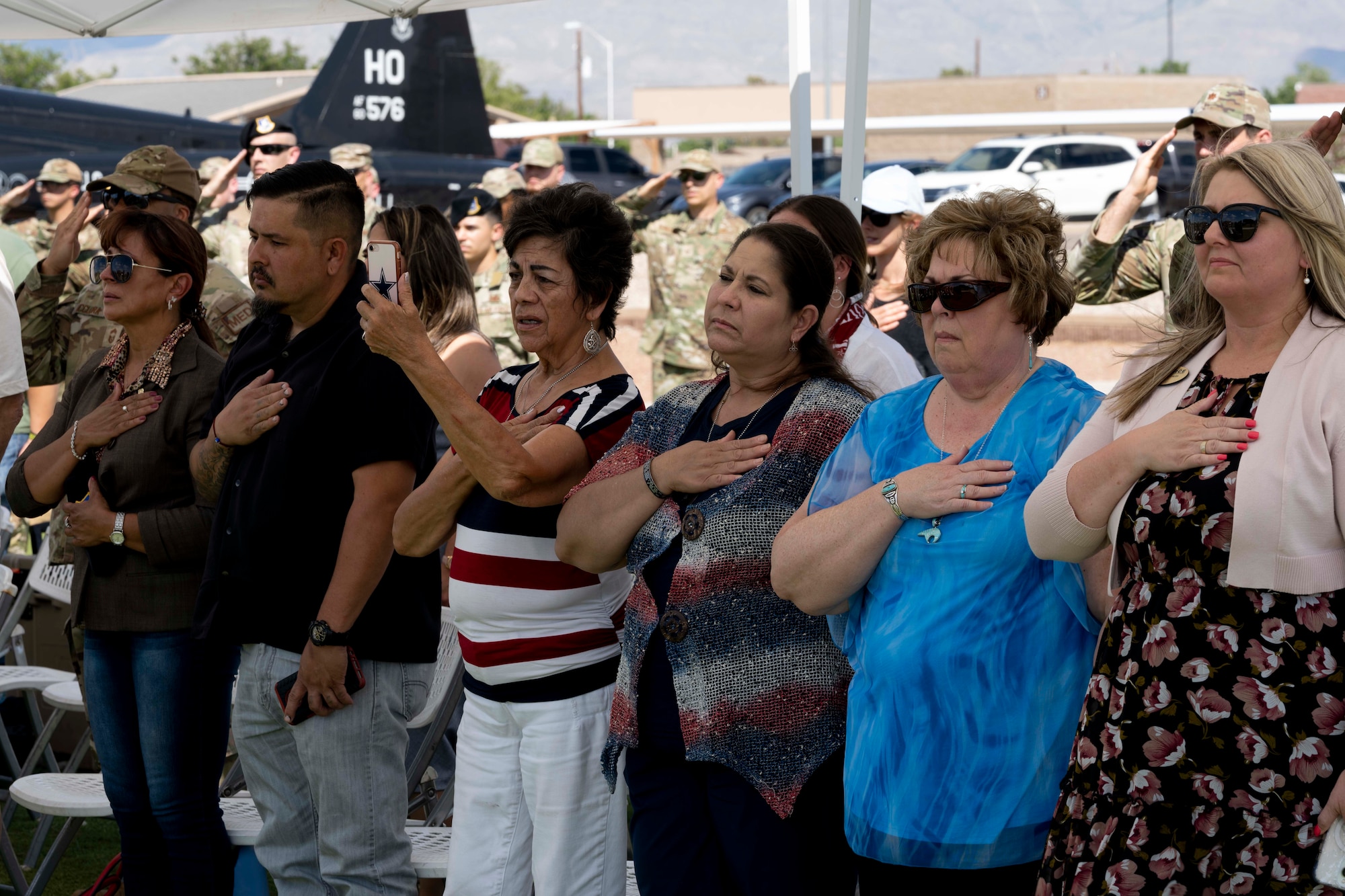 Gold Star Moms and Team Holloman members pay respect to the fallen heroes during a Memorial Day ceremony at Holloman Air Force Base, New Mexico, May 25, 2023. Memorial Day is a federal holiday in the United States for honoring and mourning the U.S. military personnel who died while serving in the United States Armed Forces. (U.S. Air Force photo by Airman 1st Class Michelle Ferrari)