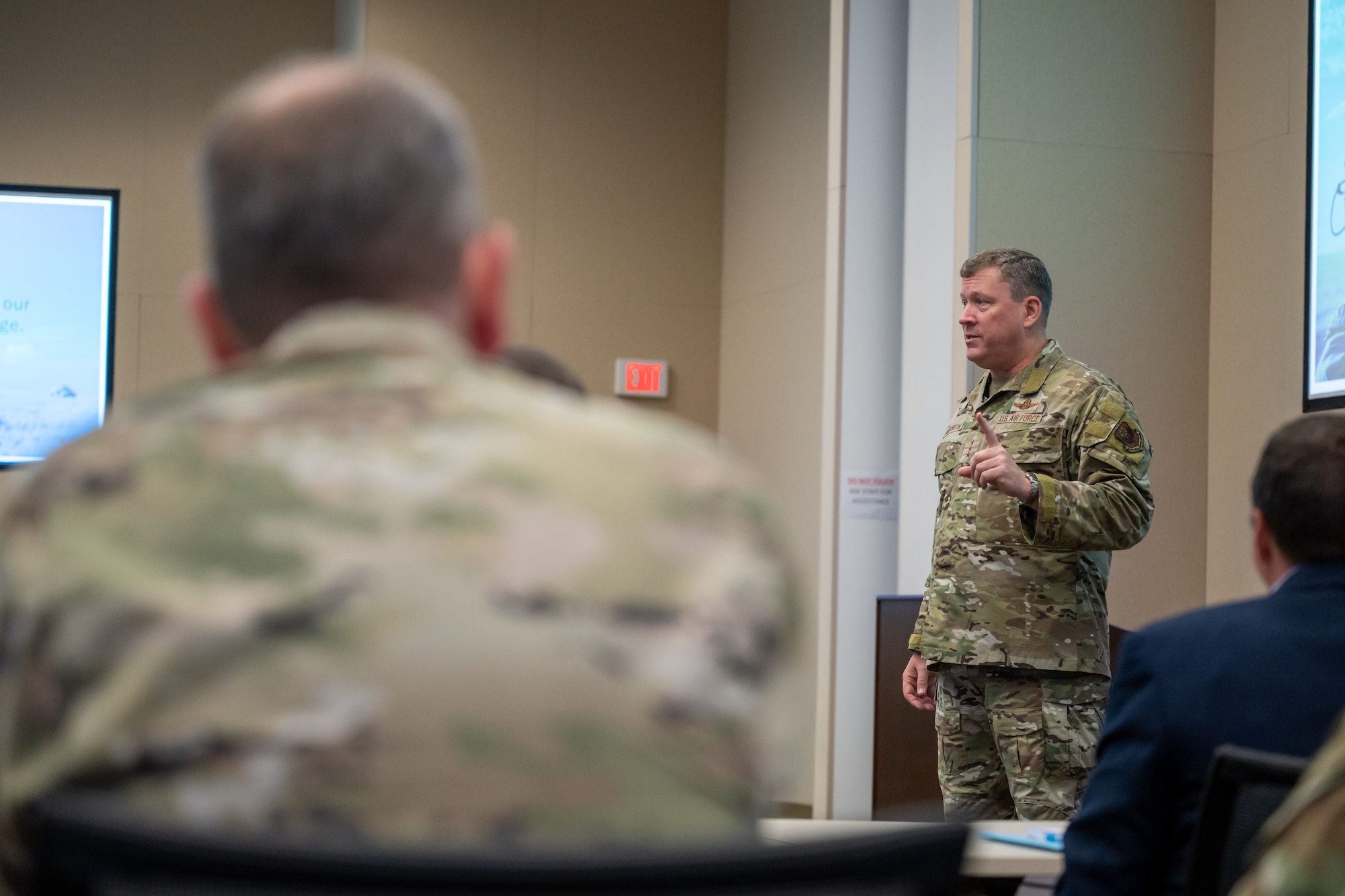 U.S. Air Force Lt. Gen. Tony Bauernfeind, Air Force Special Operations Commander, speaks at the second Mission Command Summit at Hurlburt Field, Florida on May 18, 2023. This summit provided an opportunity to connect key stakeholders from DAF, joint and ally counterparts to have candid conversations about the vision for mission command in AFSOC’s new force presentation construct.