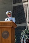 FLORENCE, Italy (May. 29, 2023) Vice Adm. Thomas E. Ishee, commander, U.S. Sixth Fleet and Naval Striking and Support Forces NATO, delivers remarks at a Memorial Day Ceremony at Florence American Cemetery. Admirals from U.S. Naval Forces Europe-Africa, U.S. Sixth Fleet, and EURAFCENT, traveled throughout Europe visiting American Battle Monuments Commission cemeteries to honor the lives and legacies of fallen U.S. and allied service members that paid the ultimate sacrifice in the service of their countries. Headquartered in Naples, Italy, NAVEUR-NAVAF operates U.S. naval forces in the U.S. European Command (USEUCOM) and U.S. Africa Command (USAFRICOM) areas of responsibility. U.S. Sixth Fleet is permanently assigned to NAVEUR-NAVAF, and employs maritime forces through the full spectrum of joint and naval operations.