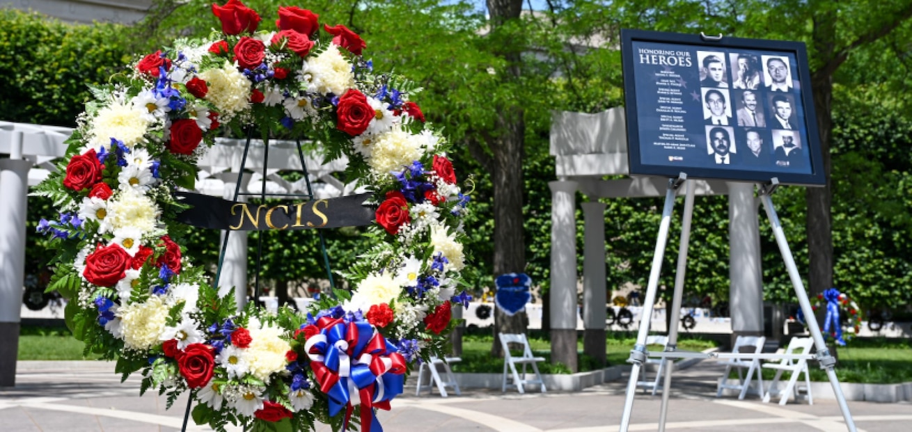 NCIS held its annual Fallen Remembrance and Wreath Laying  at the National Law Enforcement Officers Memorial in Washington, D.C., May 16, 2023, to recognize 9 of its own and honor during National Police Week.