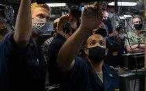 Sailors assigned to the Ohio-class ballistic missile submarine USS Wyoming (SSBN 742) track an unarmed Trident II D5LE missile during Demonstration and Shakedown Operation (DASO) 31. The primary objective of DASO is to evaluate and demonstrate the readiness of the SSBN’s Strategic Weapon System (SWS) and crew before operational deployment following the submarine’s engineered refueling overhaul.