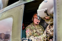 Army general on helicopter
