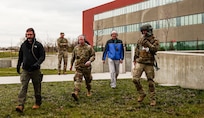 military aircrew walking