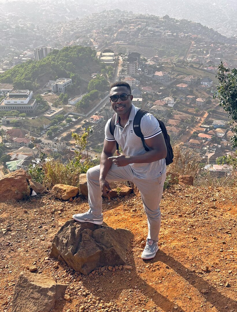 Air Force Tech Sgt. Jude Baidoo takes in a spectacular panoramic view from the hills of Freetown, the capital of Sierra Leone. (Courtesy photo)