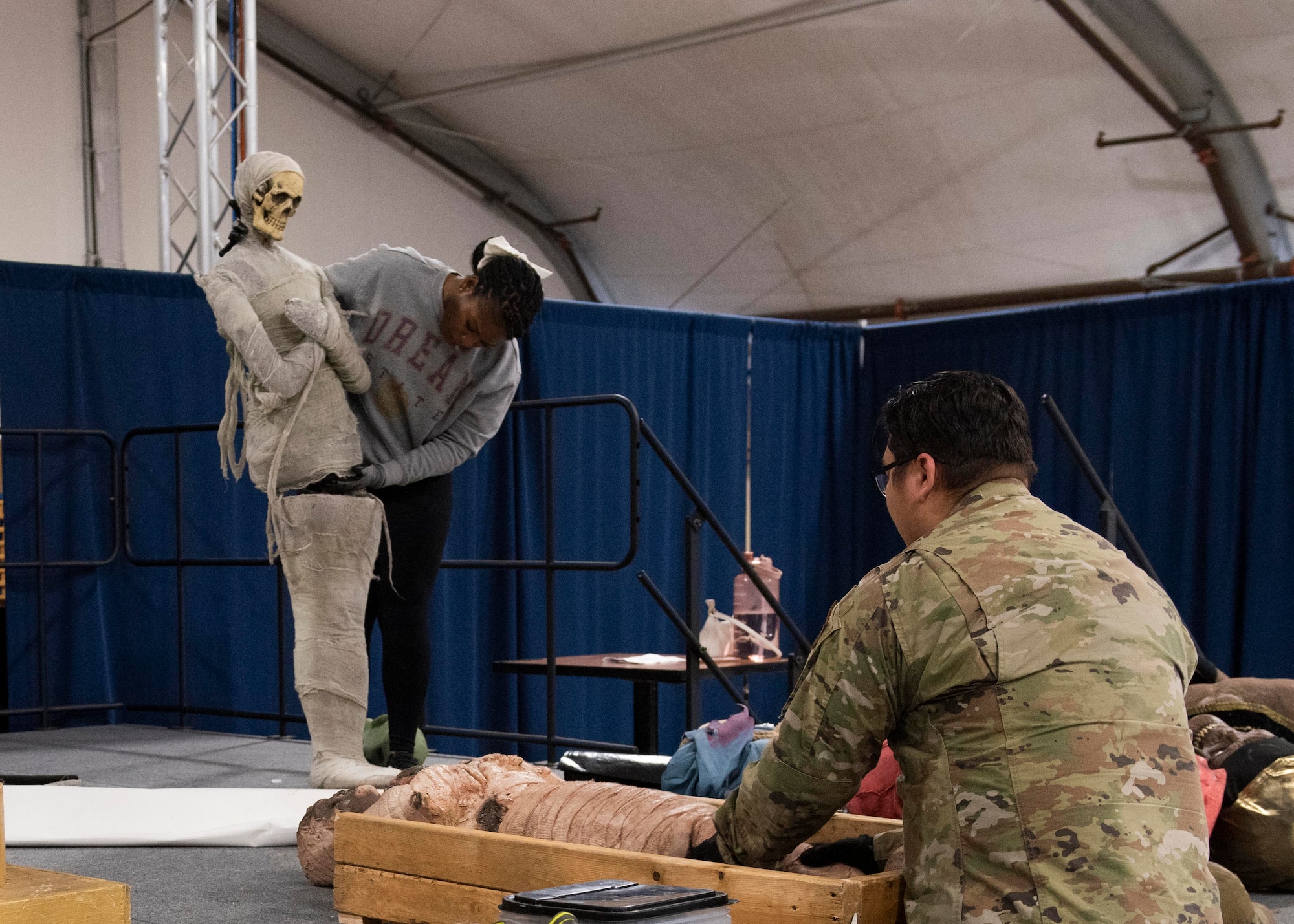 U.S. service members set up the “Labyrinth of Horrors” Halloween event at Joint Base Lewis-McChord, Wash., Oct. 24, 2023. Better Opportunities for Single Service Members, or BOSS, created the event as this year’s Halloween haunted house attraction. BOSS and the JBLM Morale, Welfare and Recreation programs hold events to foster community support, strengthen resilience and enhance overall quality-of-life for service members and their families.