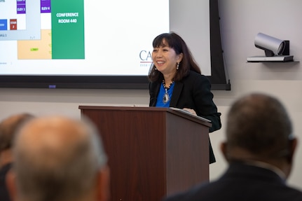 Washington, DC (October 26, 2023) - - Ms. Giao Phan, Executive Director, Naval Sea Systems Command (NAVSEA) spoke at the NAVSEA Small Business Industry Day which was held at Maritime Plaza.