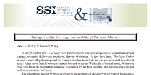 Cover for Strategic Insights: Learning from the Military's Weinstein Moment