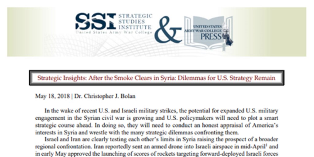 Cover for Strategic Insights: After the Smoke Clears in Syria: Dilemmas for U.S. Strategy Remain