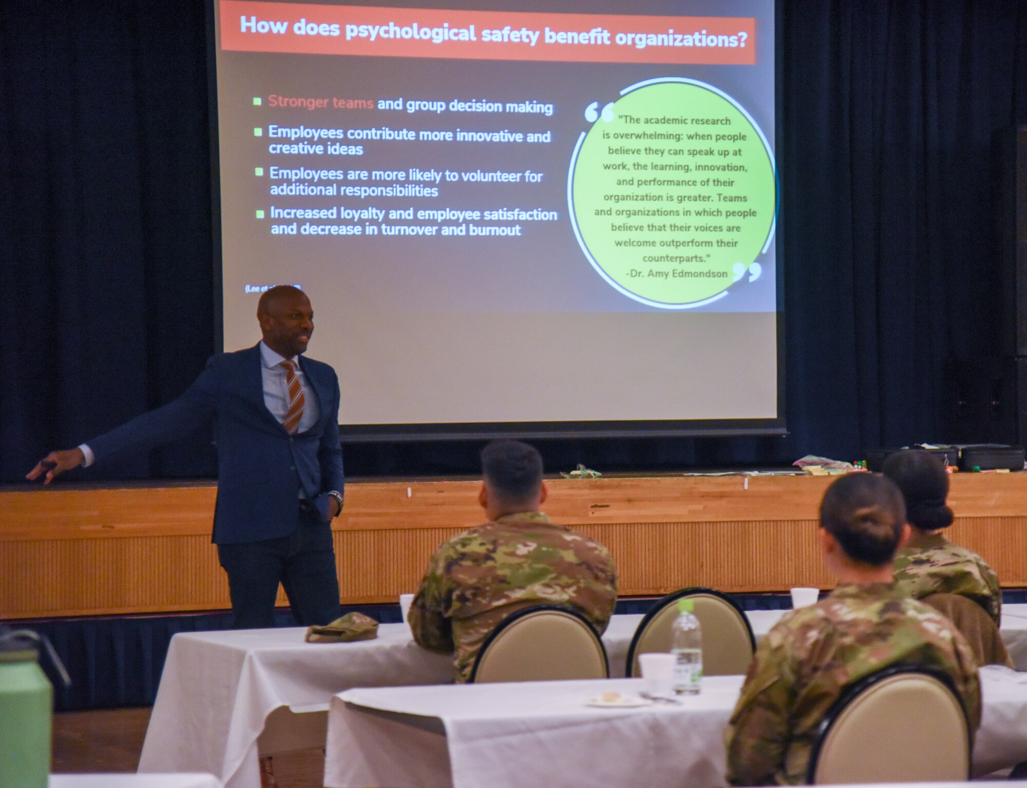 Airmen attend a professional development seminar.