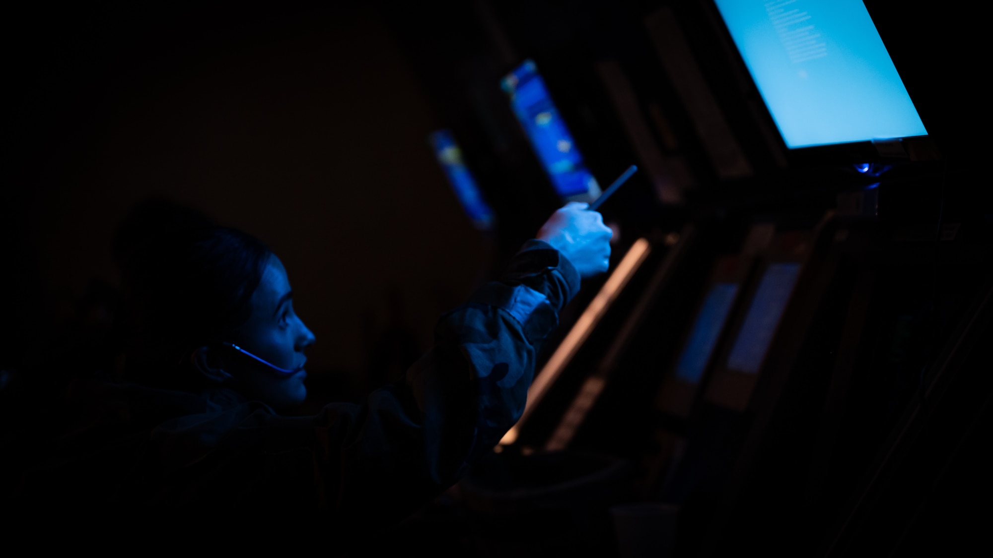 Staff Sgt. Valerie Ashlock checks airfield radars during Vigilant Defense 24.