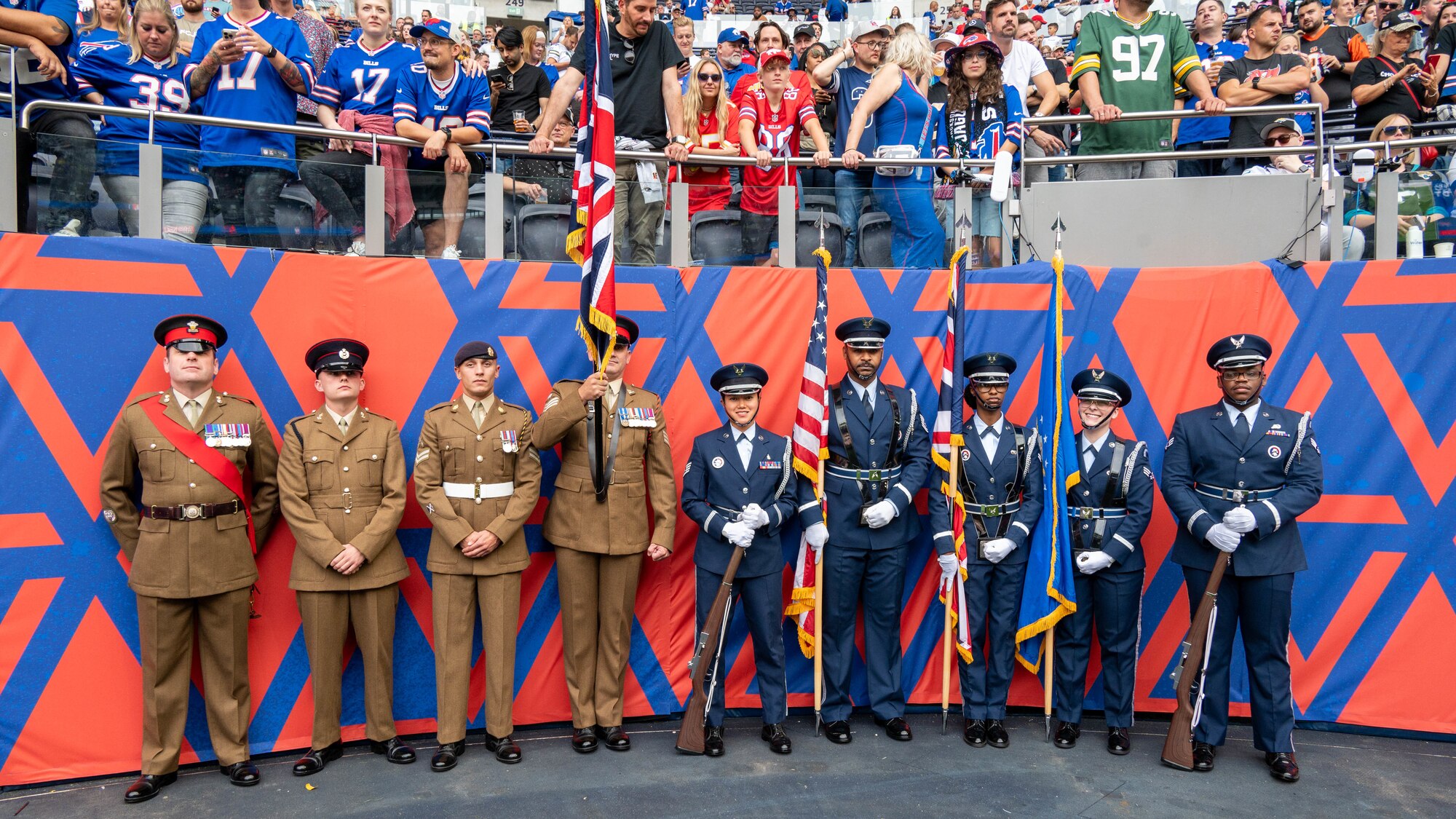 British and American Honor Guard members pose for a group photo
