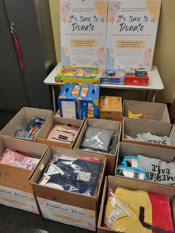 Within the U.S. Army Corps of Engineers – Far East District, volunteers meticulously organized an array of donated items that were gathered from across the workforce. Contributions included 15 boxes of items, comprising of video games, clothes, hanbok (traditional Korean clothing), bags, shoes, socks, caps, tumblers, accessories, make-up, K-pop CDs, toys, wireless headphones, school supplies, sanitation items, and a variety of snacks. The donations were subsequently delivered to Sungyook Children’s Home, just in time for the Chuseok holiday. (U.S. Army photo by Yohan An)