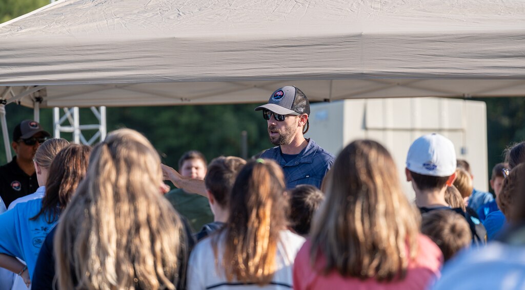 Students listen to a USACE Buffalo District project manager as he gives them instructions.