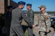 Airman shaking hands