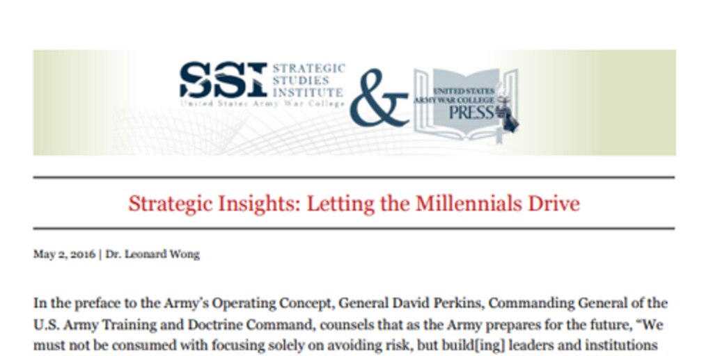 Cover for Strategic Insights: Letting the Millennials Drive
