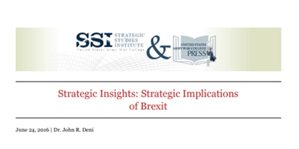 Cover for Strategic Insights: Strategic Implications of Brexit
