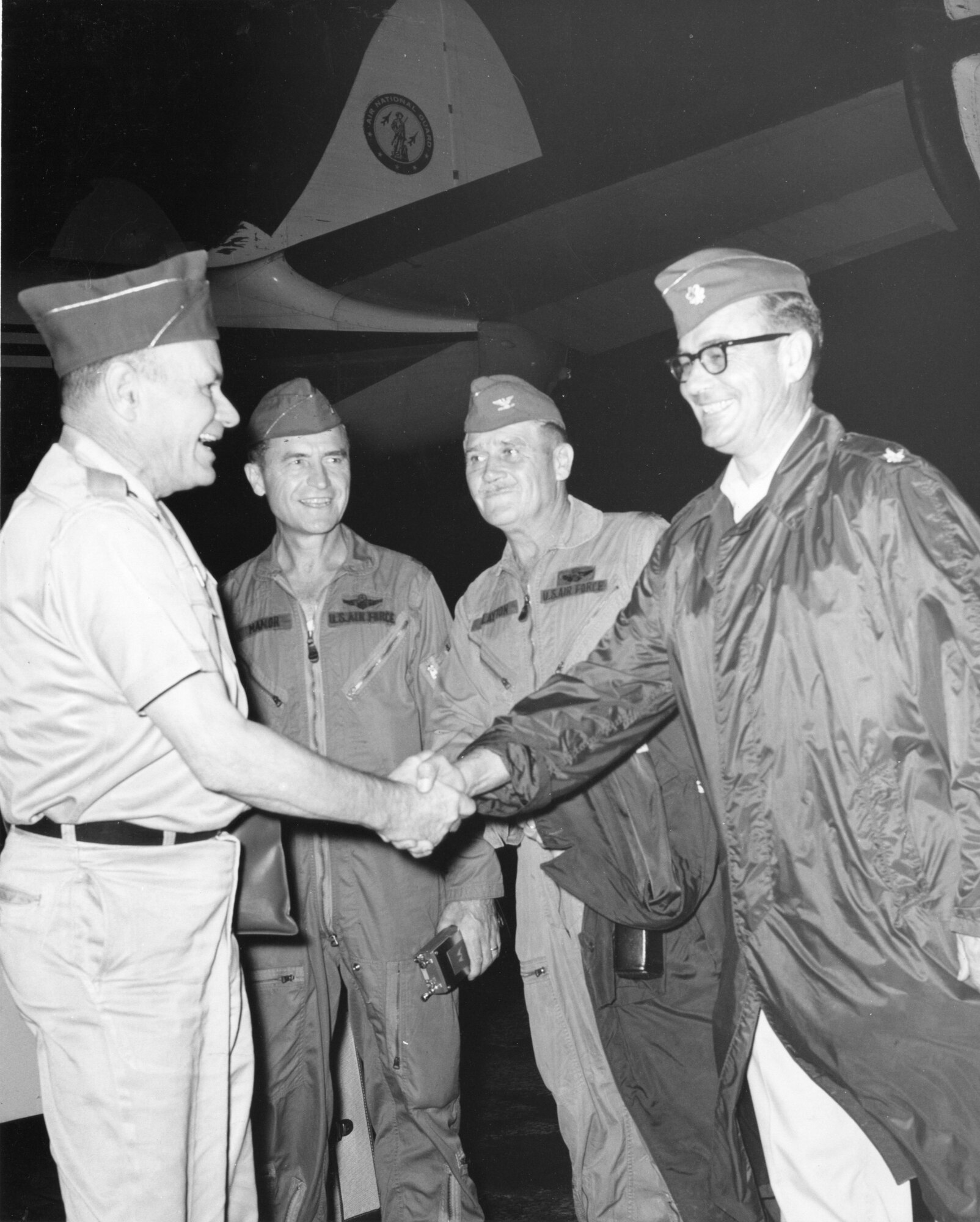 Military men shaking hands
