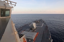 SOUTH CHINA SEA (Nov. 3, 2023) – The Arleigh Burke-class guided-missile destroyer USS Dewey (DDG 105) conducts routine underway operations. Dewey is forward-deployed and assigned to Commander, Task Force 71/Destroyer Squadron (DESRON) 15, the Navy’s largest DESRON and the U.S. 7th Fleet’s principal surface force. (U.S. Navy photo by Mass Communication Specialist 1st Class Greg Johnson)