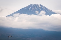 Aircraft fly by Mt. Fuji