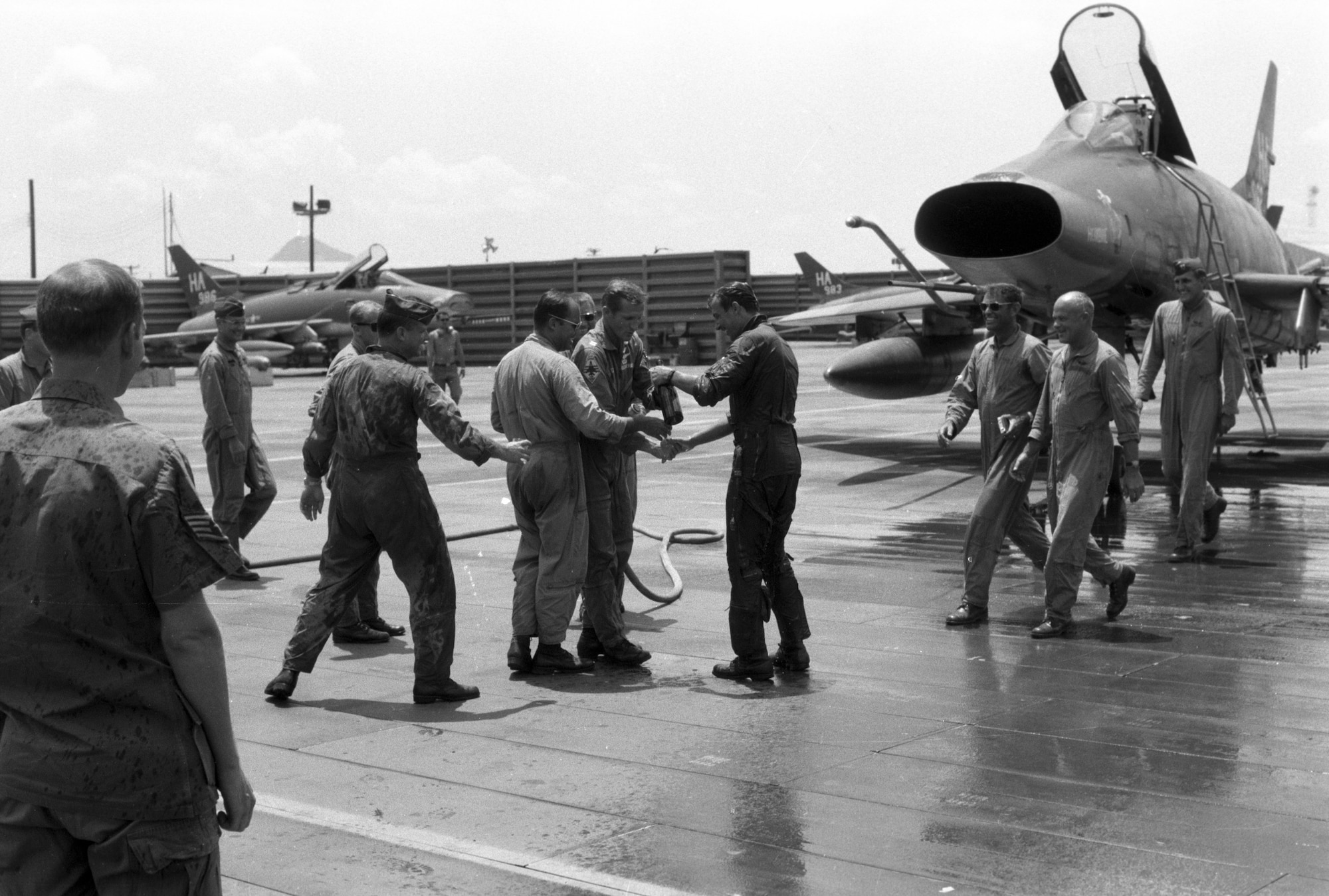 Men walking on the flightline
