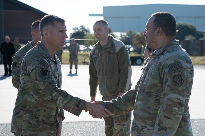 The U.S. Air Force Expeditionary Center leadership team met with service members and civilian leaders during an installation visit to Joint Base Charleston, South Carolina, Nov. 1-3.