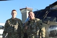 U.S. Army 2nd Lt. Zack Adams, left, and his father Chief Warrant Officer 5 Rich Adams, helicopter pilots with the 28th Expeditionary Combat Aviation Brigade, fly a UH-60 Black Hawk helicopter together for the first time, Nov. 2, 2023. Their flight originated at Muir Army Heliport and took them around the Harrisburg and Fort Indiantown Gap areas. Rich is a 34-year veteran of Army aviation while Zack is a recent graduate of the U.S. Army Initial Entry Rotary Wing school. (U.S. Army National Guard photo by Maj. Travis Mueller)