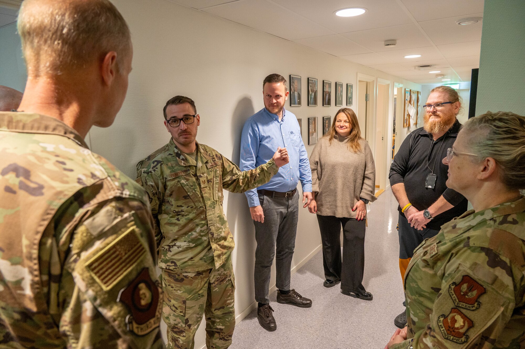 Members of the Third Air Force leadership team meet with members of the 426th Air Base Squadron.