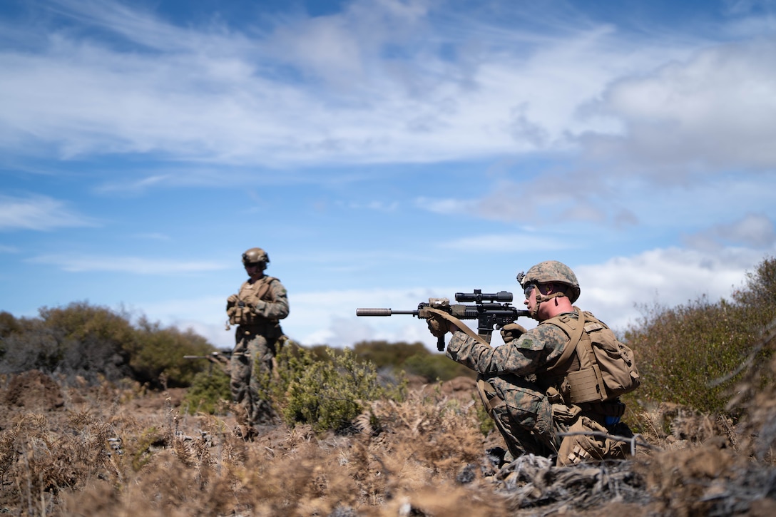 U.S. Marines with 3d Littoral Combat Team, 3d Marine Littoral Regiment, 3d Marine Division, conduct a squad attack at Pohakuloa Training Area, Oct. 15, 2023. Prior to participating in Joint Pacific Multinational Readiness Center Exercise from Oct. 26 – Nov. 9, a company of Marines with 3d LCT is conducting the final phase of their training work-up cycle on the Big Island, Hawaii.