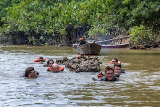U.S. Army Soldiers conduct jungle movement and transportation methods.