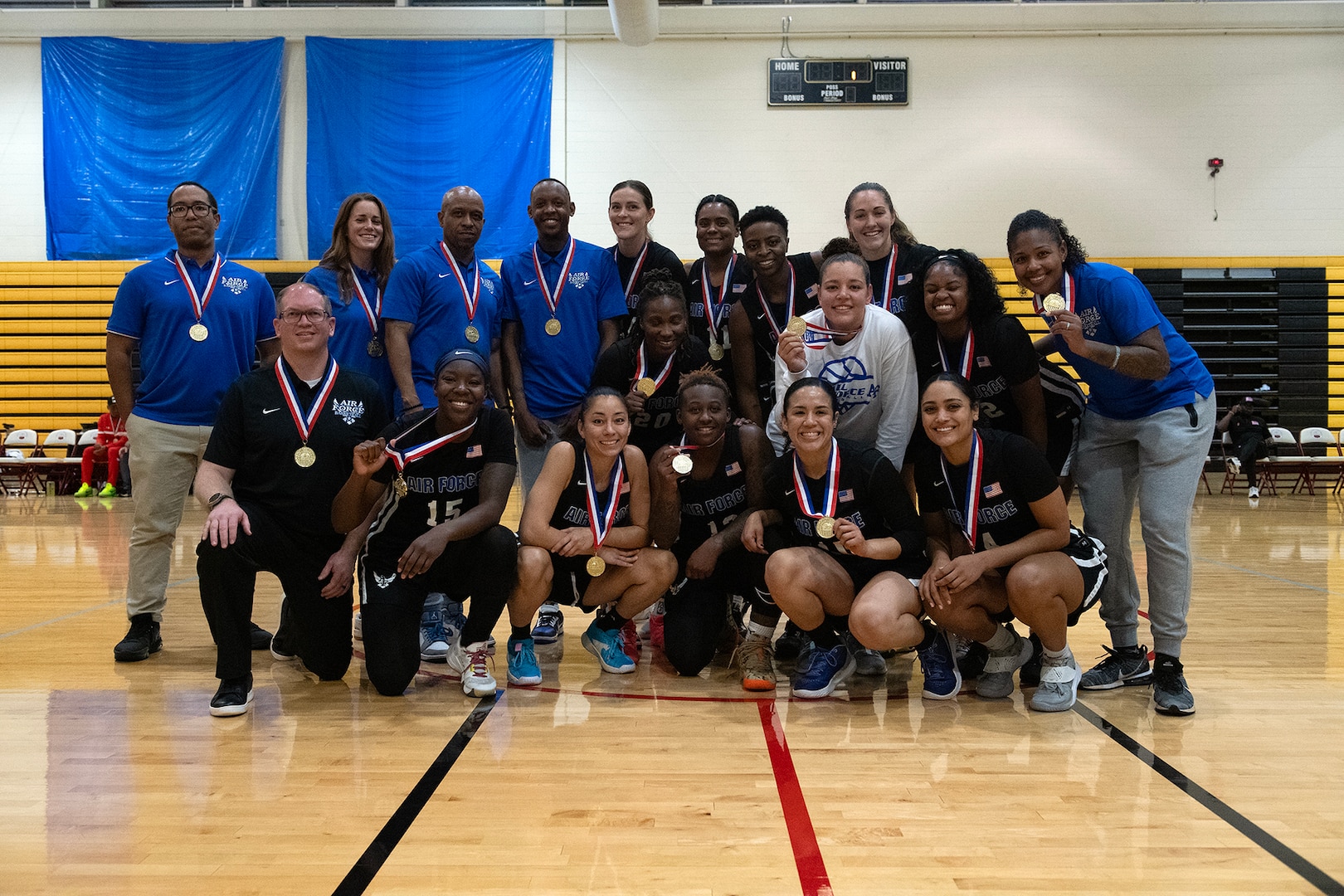 Marine Corps Men win the The 2023 Armed Forces Men’s and Women’s Basketball Championships held at the Smith Fitness Center at Fort Moore, Georgia from 29 October through 6 November. Service members from the Army, Marine Corps, Navy (with Coast Guard players, and Air Force (with Space Force players) battle it out for gold.  (Dept. of Defense photo by EJ Hersom - Released)