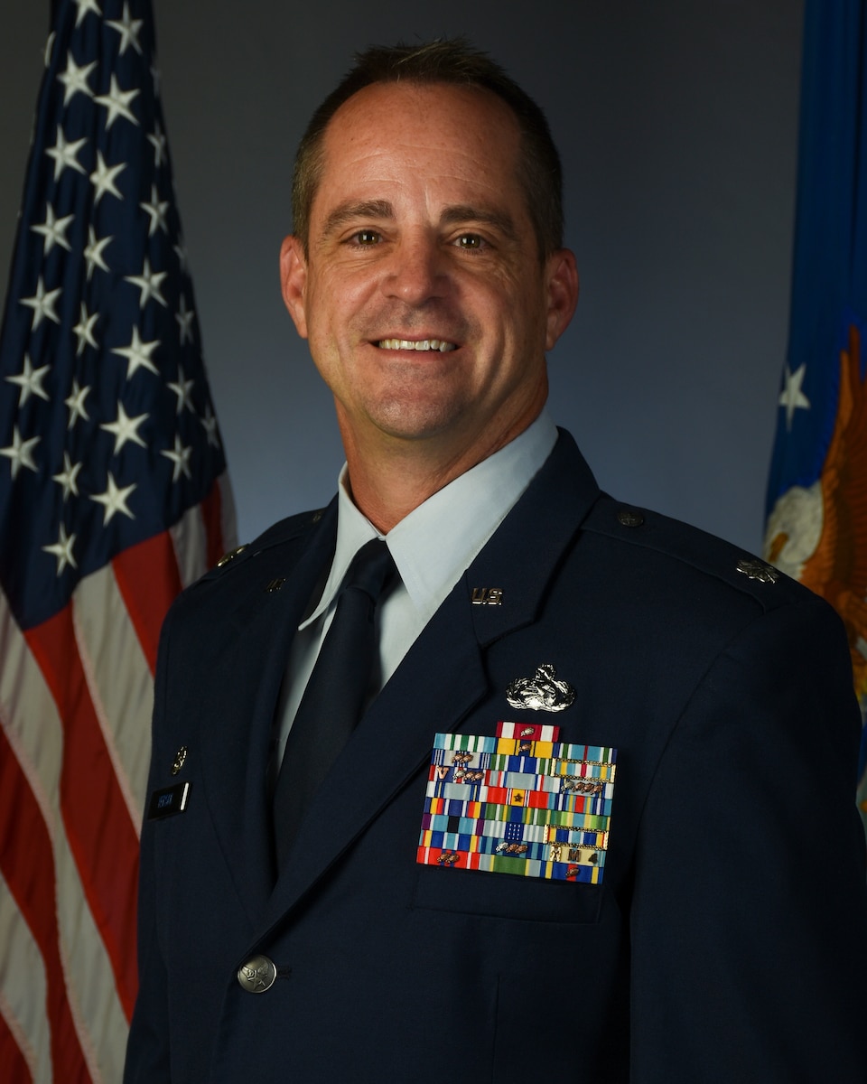 Lt. Col. Keith Yersak, the commander of the 442d Mission Support Group, poses for an official photo.