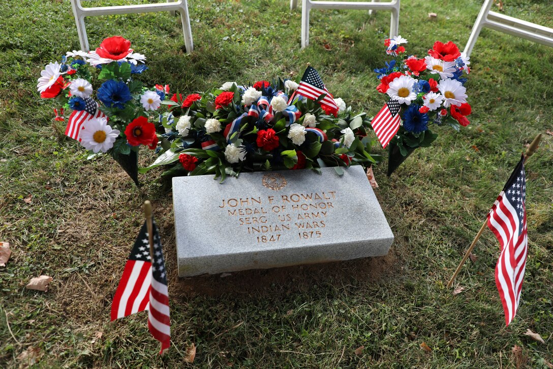 Rowalt had served during the American Indian War before contracting small-pox and dying around the age of 28 in Cincinnati and buried at the nearby Kentucky cemetery. His grave site was previously unmarked for the last 148 years.