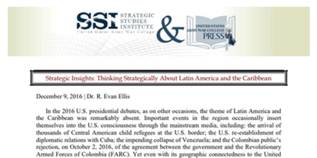 Cover for Strategic Insights: Thinking Strategically About Latin America and the Caribbean