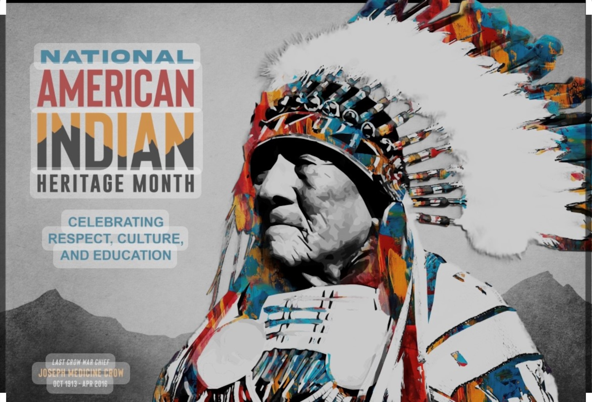 A Native American chief in full headdress