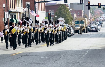 The Quincy University Marching Band participates in the Quincy (Illinois) Veterans Day Parade on Nov. 4.