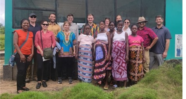 Military Tropical Medicine students visit a Liberian maternal health center where pregnant women can stay close to their delivery date to ensure safe peripartum care.   Photo Courtesy of Military Tropical Medicine course staff.