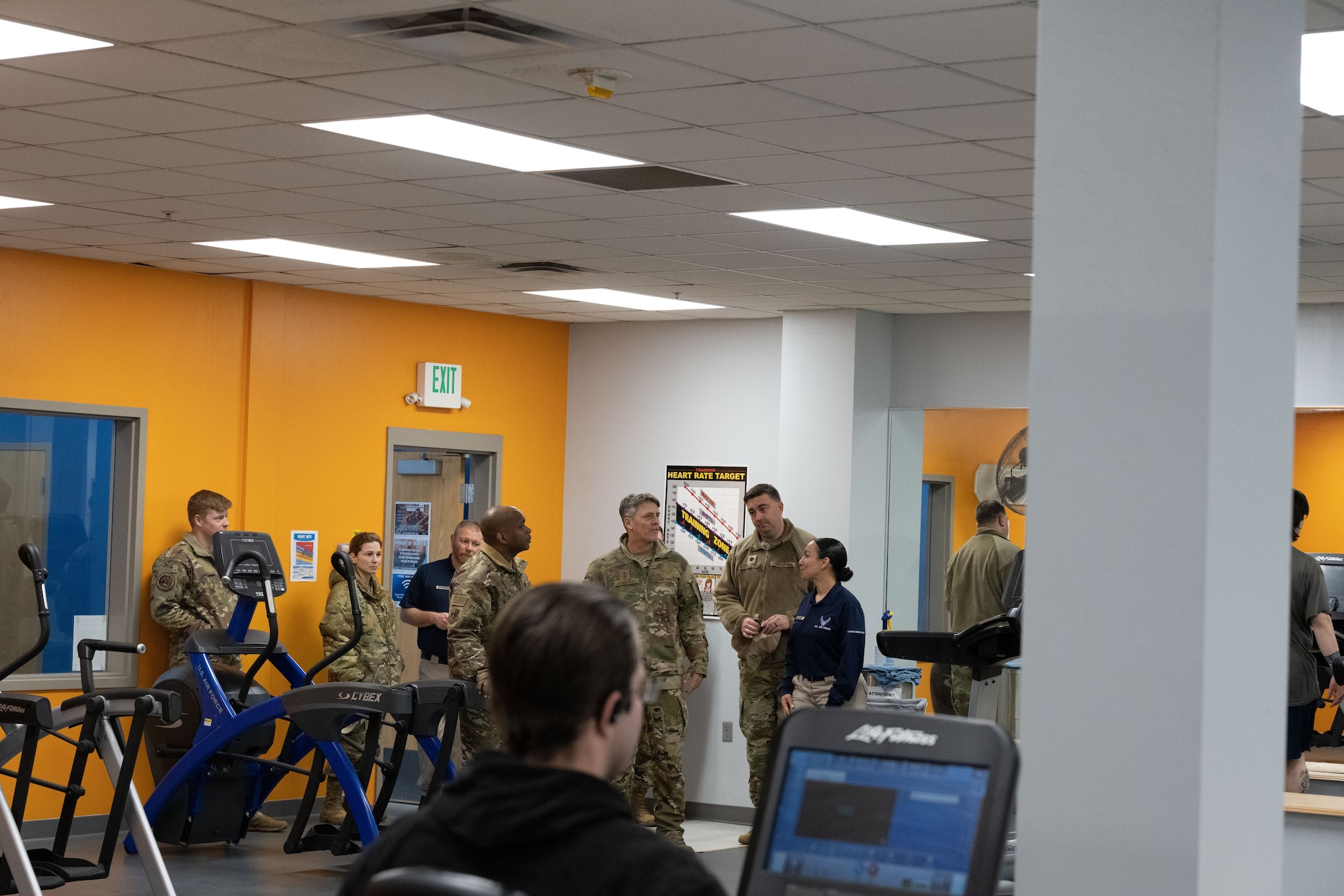 U.S. Air Force Maj. Gen. Jason Armagost, 

Eighth Air Force and Joint-Global Strike 

Operations Center commander, gets a tour of 

the  McAdoo Fitness Center at Minot 

Air Force Base, North Dakota, November 1,

2023. During his visit, Armagost spoke to

Team Minot leadership and Airmen to gain a 

more in-depth understanding of how Team 

Minot contributes to global deterrence. (U.S.

Air Force photo by Airman 1st Class Trust Tate)