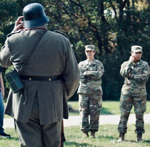 Illinois State Military Museum volunteer Bjorn Ganger of Tonica, Illinois, portrays a World War I German Infantry Soldier.