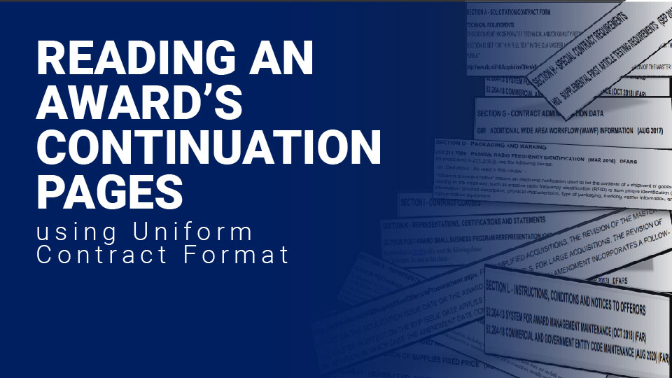 Reading an award using uniform contract format