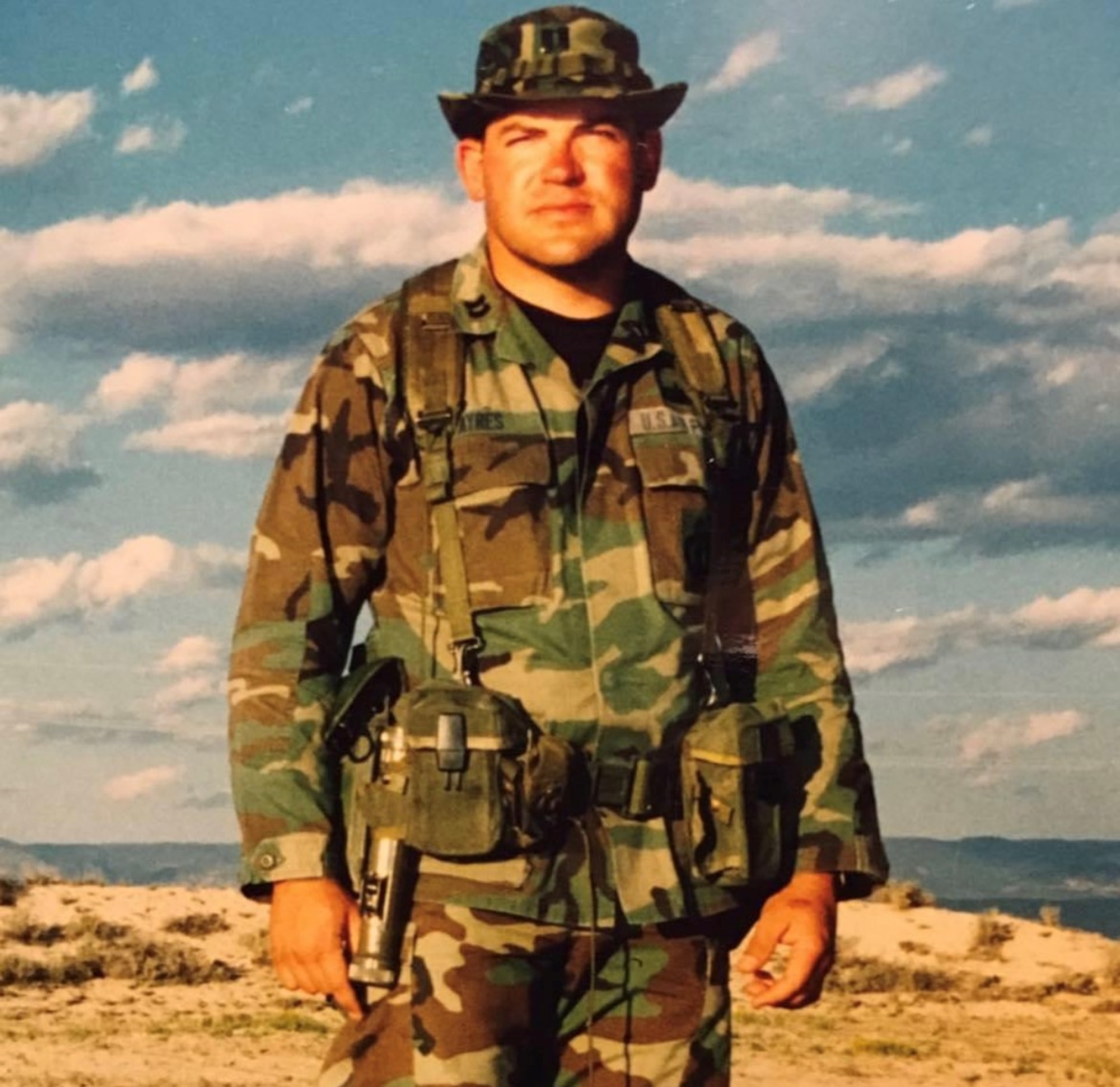 1994, Capt Christopher Ayres, 4th Space Warning Squadron, overwatches large 18-wheeled Mobile Ground System mission and comm vehicles move into place during a  deployment operations exercise. After nearly 26 years of active duty service, Ayres currently serves as a senior civilian Guardian at SpOC and the technical director to the deputy commanding general of operations. (Courtesy photo)