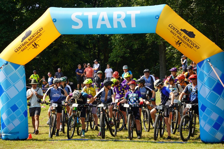 Starting gate for Highlander bike trail