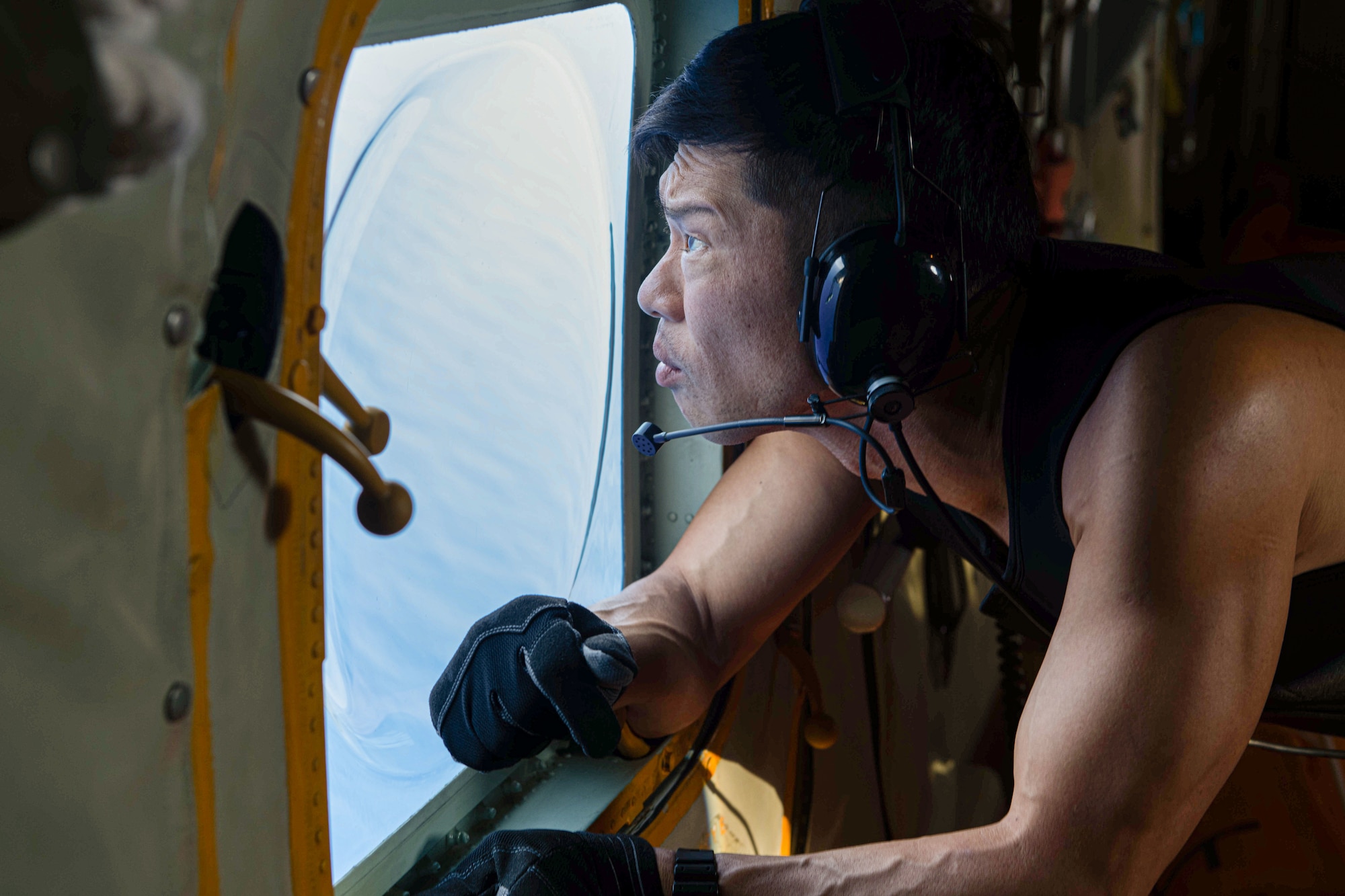 A Japan Air Self-Defense Force service member participates in Rescue Flag Okinawa 2023 at Kadena Air Base, Japan, Oct. 26, 2023.