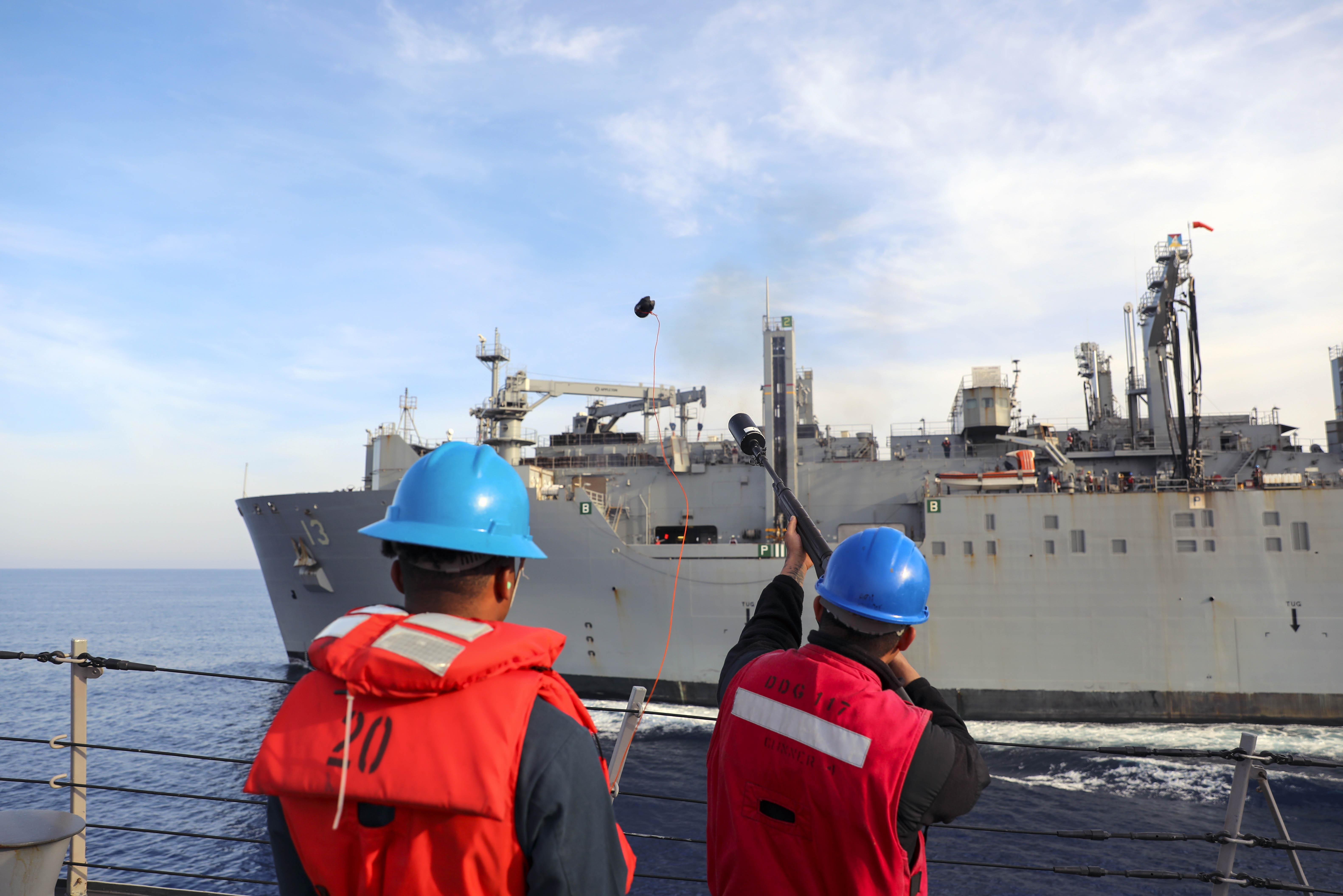USS Paul Ignatius (DDG 117) replenishment with USNS Medgar Evers (T-AKE 13).