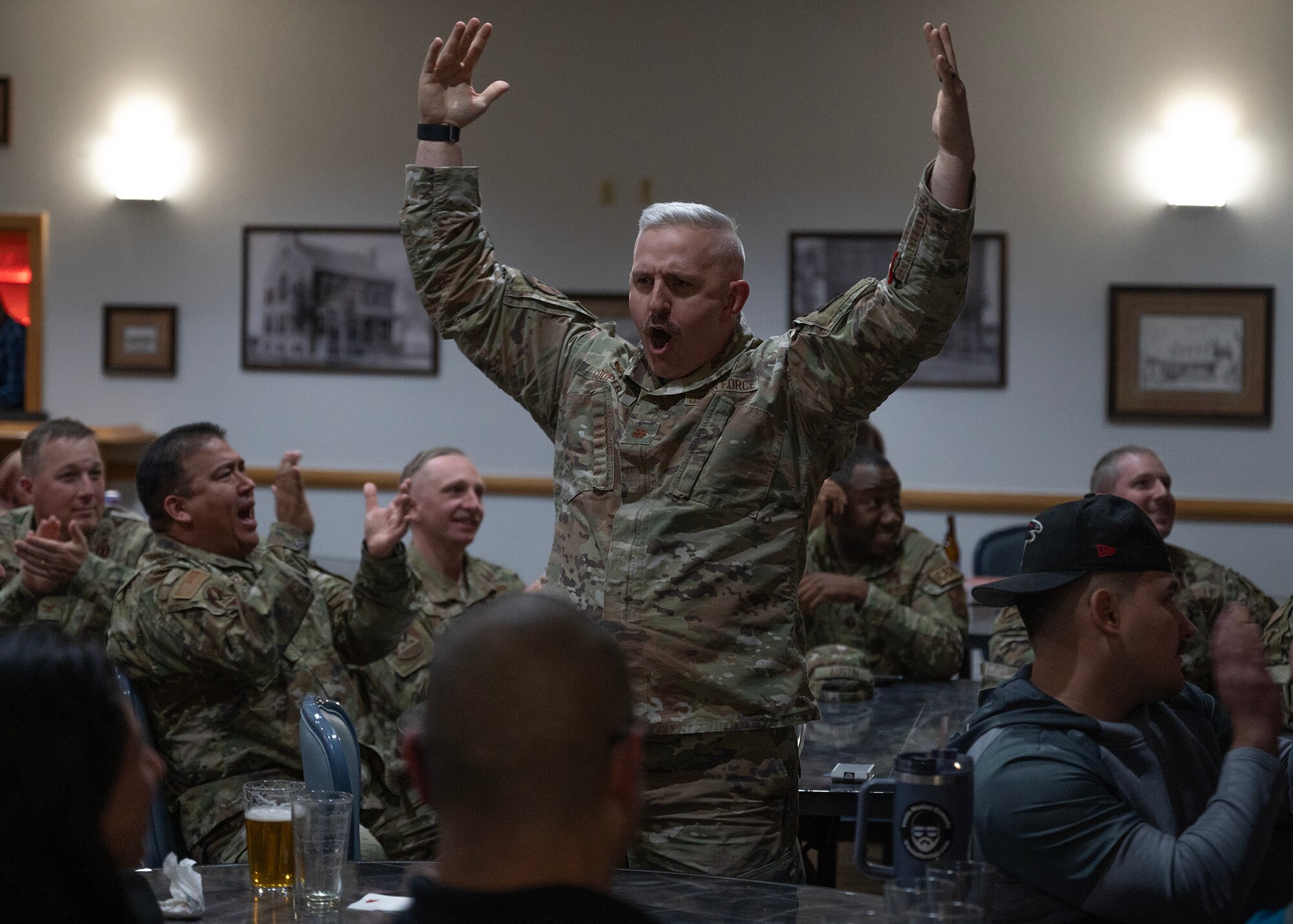 Maintenance commander cheering his troops on