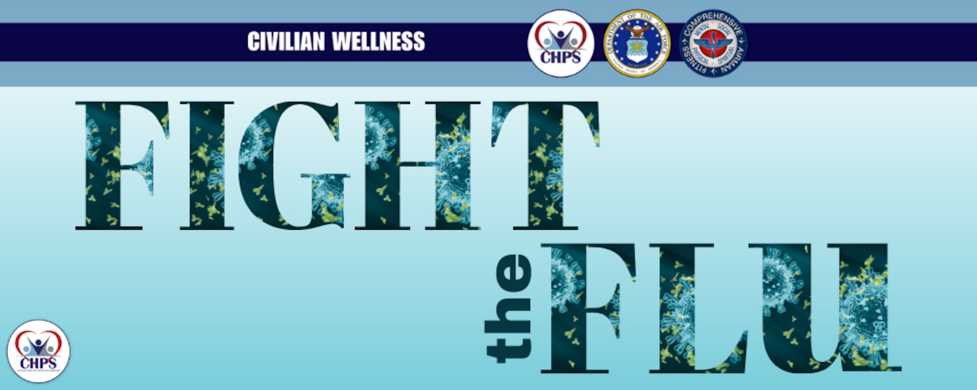 Blue banner that reads fight the flu