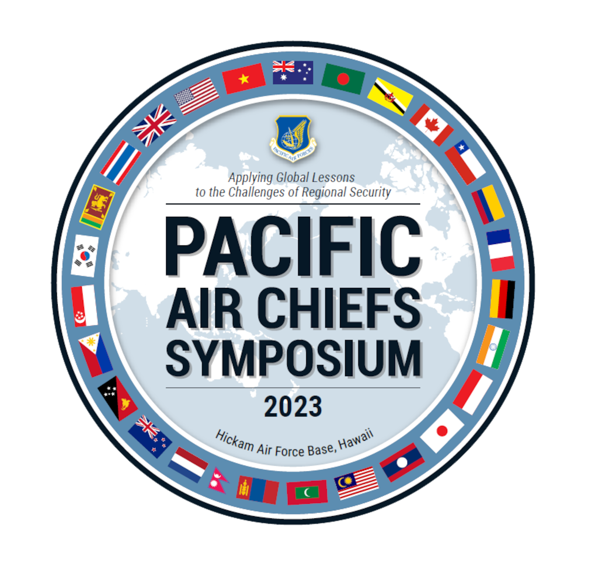 Graphic of the Pacific Air Chiefs' Symposium 2023 patch